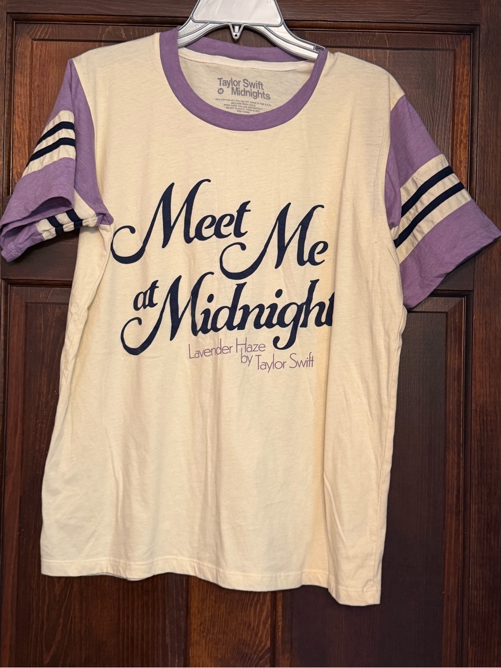 Taylor Swift T Shirt Medium Cream Meet Me At Midnight Lavender Haze Ringer Tee